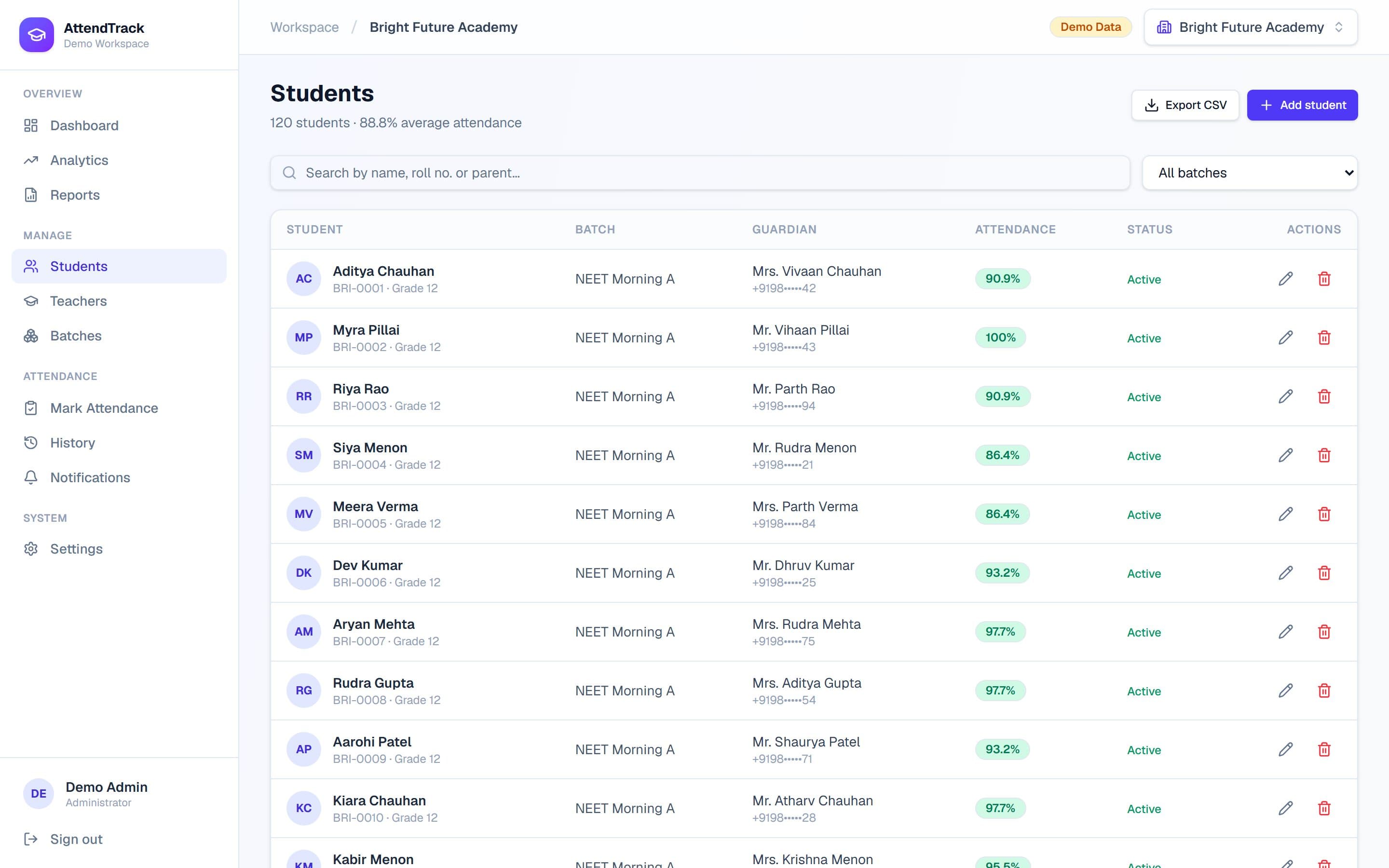 Attendance · Students